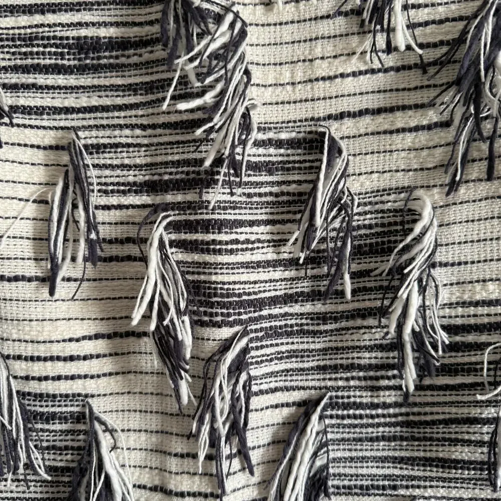 ANTHROPOLOGIE | Jorja Throw Blanket Black and White Cotton Fringe Blanket